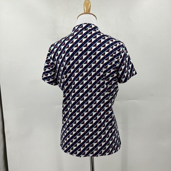 Tail Quarter Zip Mock Neck Golf Polo Womens S Small Multi Geo Print Short Sleeve - Picture 4 of 9